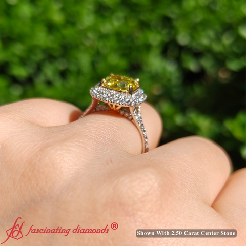 Yellow Lab Grown Diamond Double Halo Engagement Ring