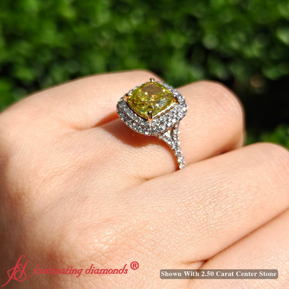 Yellow Lab Grown Diamond Double Halo Engagement Ring