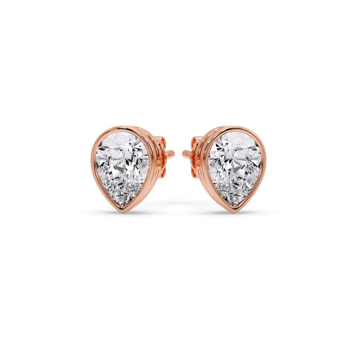 Half Carat Diamond Pear Drop Stud Bezel Earring