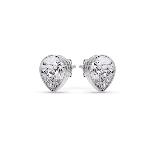 Half Carat Diamond Pear Drop Stud Bezel Earring