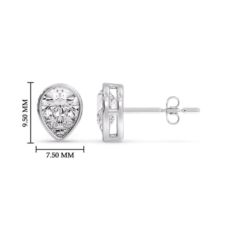 Half Carat Diamond Pear Drop Stud Bezel Earring