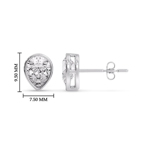 Half Carat Diamond Pear Drop Stud Bezel Earring