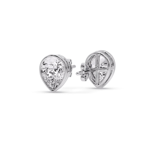 Half Carat Diamond Pear Drop Stud Bezel Earring