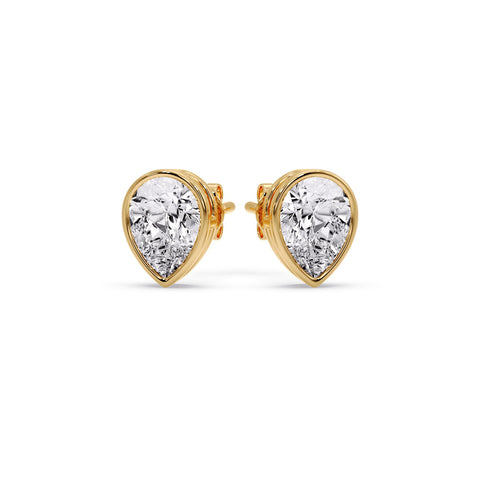Half Carat Diamond Pear Drop Stud Bezel Earring