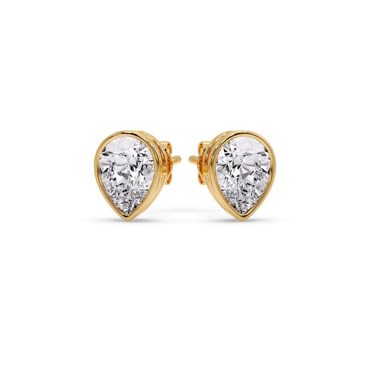 Half Carat Diamond Pear Drop Stud Bezel Earring