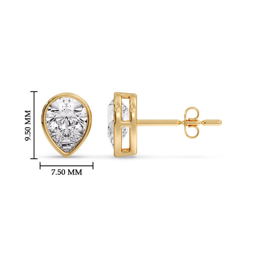 Half Carat Diamond Pear Drop Stud Bezel Earring