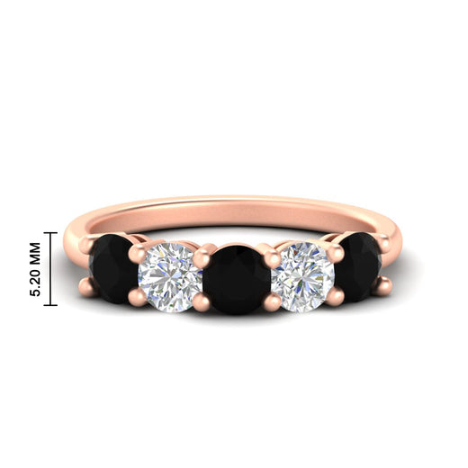 2.50-carat-five-stone-diamond-and-black-diamond-wedding-ring-in-rose-gold-FDENS141ROBGBLACKANGLE3-2.50CT-NL-RG