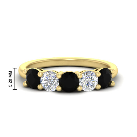 2.50-carat-five-stone-diamond-and-black-diamond-wedding-ring-in-yellow-gold-FDENS141ROBGBLACKANGLE3-2.50CT-NL-YG