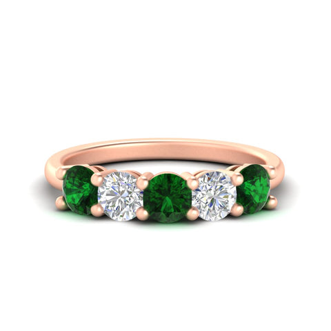 2.50-carat-five-stone-diamond-and-emerald-wedding-ring-in-rose-gold-FDENS141ROBGEMGRANGLE3-2.50CT-NL-RG