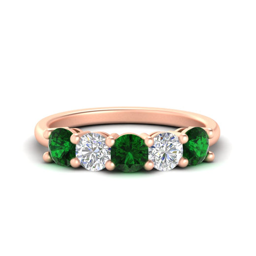 2.50-carat-five-stone-diamond-and-emerald-wedding-ring-in-rose-gold-FDENS141ROBGEMGRANGLE3-2.50CT-NL-RG