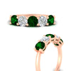 Load image into Gallery viewer, 2.50-carat-five-stone-diamond-and-emerald-wedding-ring-in-rose-gold-FDENS141ROBGEMGRANGLE3-2.50CT-NL-RG
