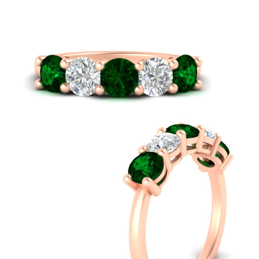 2.50-carat-five-stone-diamond-and-emerald-wedding-ring-in-rose-gold-FDENS141ROBGEMGRANGLE3-2.50CT-NL-RG