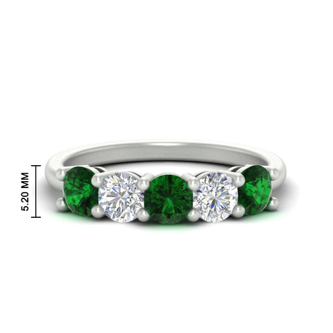 2.50-carat-five-stone-diamond-and-emerald-wedding-ring-in-white-gold-FDENS141ROBGEMGRANGLE3-2.50CT-NL-WG