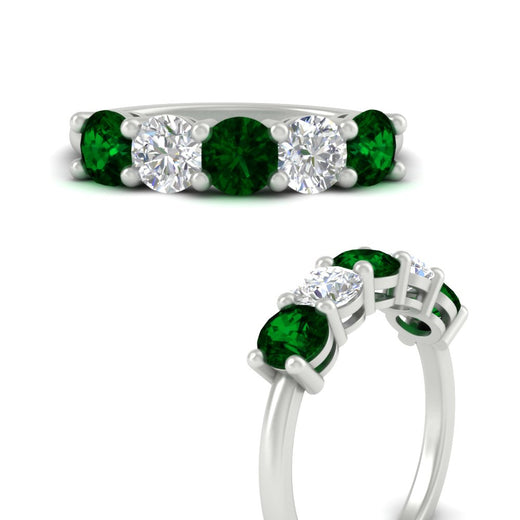 2.50-carat-five-stone-diamond-and-emerald-wedding-ring-in-white-gold-FDENS141ROBGEMGRANGLE3-2.50CT-NL-WG