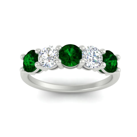 2.50-carat-five-stone-diamond-and-emerald-wedding-ring-in-white-gold-FDENS141ROBGEMGRANGLE3-2.50CT-NL-WG