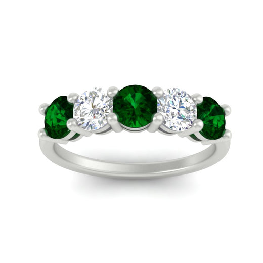 2.50-carat-five-stone-diamond-and-emerald-wedding-ring-in-white-gold-FDENS141ROBGEMGRANGLE3-2.50CT-NL-WG