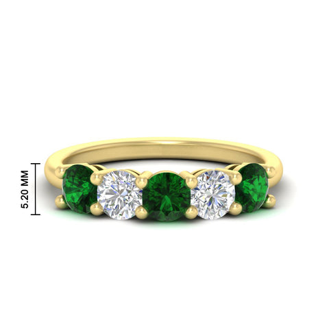 2.50-carat-five-stone-diamond-and-emerald-wedding-ring-in-yellow-gold-FDENS141ROBGEMGRANGLE3-2.50CT-NL-YG