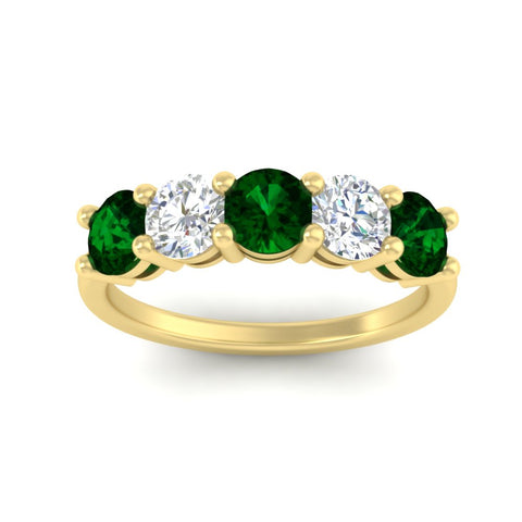 2.50-carat-five-stone-diamond-and-emerald-wedding-ring-in-yellow-gold-FDENS141ROBGEMGRANGLE3-2.50CT-NL-YG