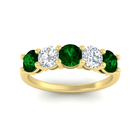 2.50-carat-five-stone-diamond-and-emerald-wedding-ring-in-yellow-gold-FDENS141ROBGEMGRANGLE3-2.50CT-NL-YG
