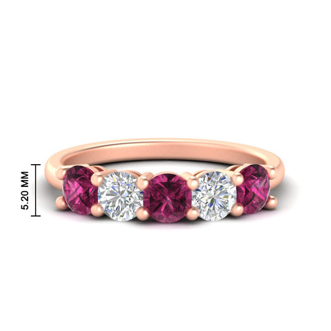 2.50-carat-five-stone-diamond-and-pink-sapphire-wedding-ring-in-rose-gold-FDENS141ROBGSADRPIANGLE3-2.50CT-NL-RG