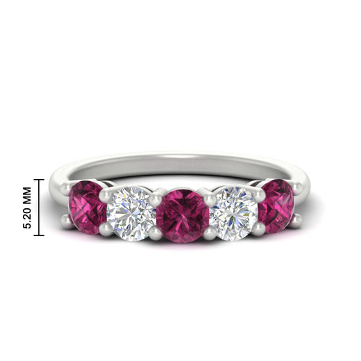 2.50-carat-five-stone-diamond-and-pink-sapphire-wedding-ring-in-white-gold-FDENS141ROBGSADRPIANGLE3-2.50CT-NL-WG