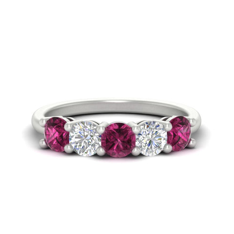 2.50-carat-five-stone-diamond-and-pink-sapphire-wedding-ring-in-white-gold-FDENS141ROBGSADRPIANGLE3-2.50CT-NL-WG