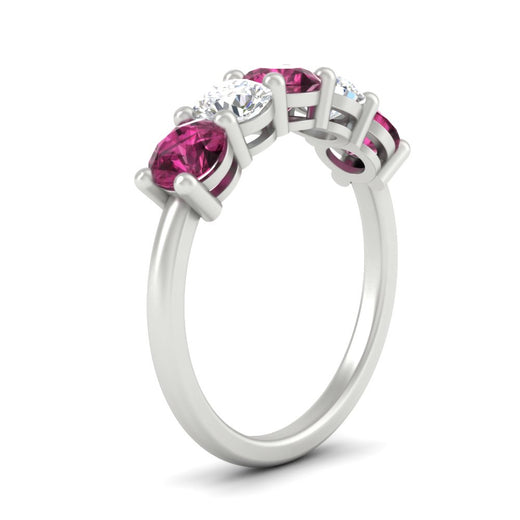 2.50-carat-five-stone-diamond-and-pink-sapphire-wedding-ring-in-white-gold-FDENS141ROBGSADRPIANGLE3-2.50CT-NL-WG