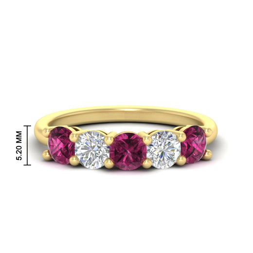 2.50-carat-five-stone-diamond-and-pink-sapphire-wedding-ring-in-yellow-gold-FDENS141ROBGSADRPIANGLE3-2.50CT-NL-YG