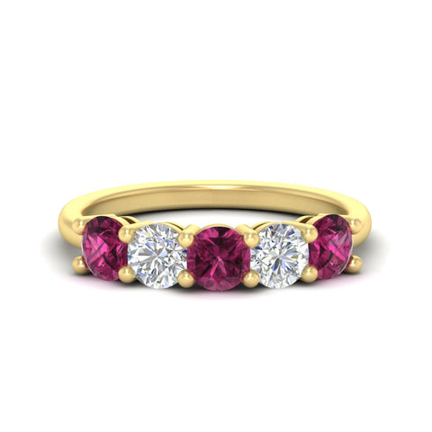 2.50-carat-five-stone-diamond-and-pink-sapphire-wedding-ring-in-yellow-gold-FDENS141ROBGSADRPIANGLE3-2.50CT-NL-YG