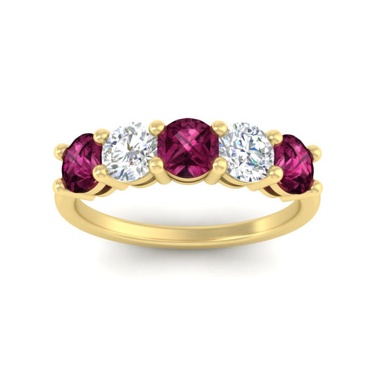 2.50-carat-five-stone-diamond-and-pink-sapphire-wedding-ring-in-yellow-gold-FDENS141ROBGSADRPIANGLE3-2.50CT-NL-YG