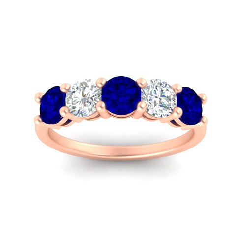 2.50-carat-five-stone-diamond-and-sapphire-wedding-ring-in-rose-gold-FDENS141ROBGSABLANGLE3-2.50CT-NL-RG