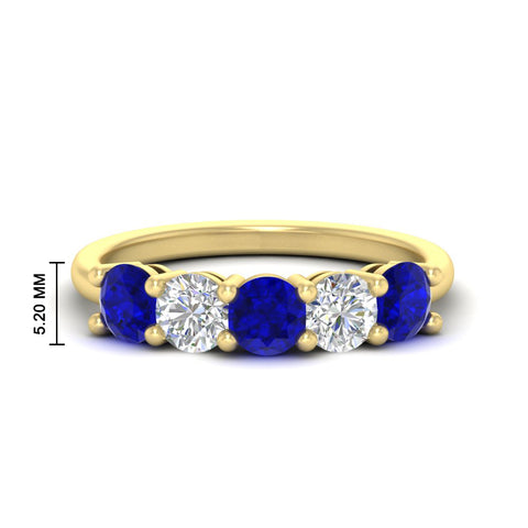 2.50-carat-five-stone-diamond-and-sapphire-wedding-ring-in-yellow-gold-FDENS141ROBGSABLANGLE3-2.50CT-NL-YG