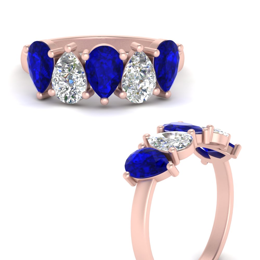 2.50-carat-five-stone-wedding-band-blue-sapphire-teardrop-rose-gold-FD8294B-0.50CTGSABLANGLE3-NL-RG