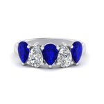 Load image into Gallery viewer, 2.50-carat-five-stone-wedding-band-blue-sapphire-teardrop-white-gold-FD8294B-0.50CTGSABLANGLE3-NL-WG
