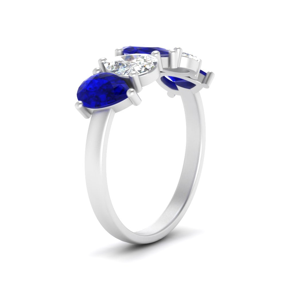 2.50-carat-five-stone-wedding-band-blue-sapphire-teardrop-white-gold-FD8294B-0.50CTGSABLANGLE3-NL-WG