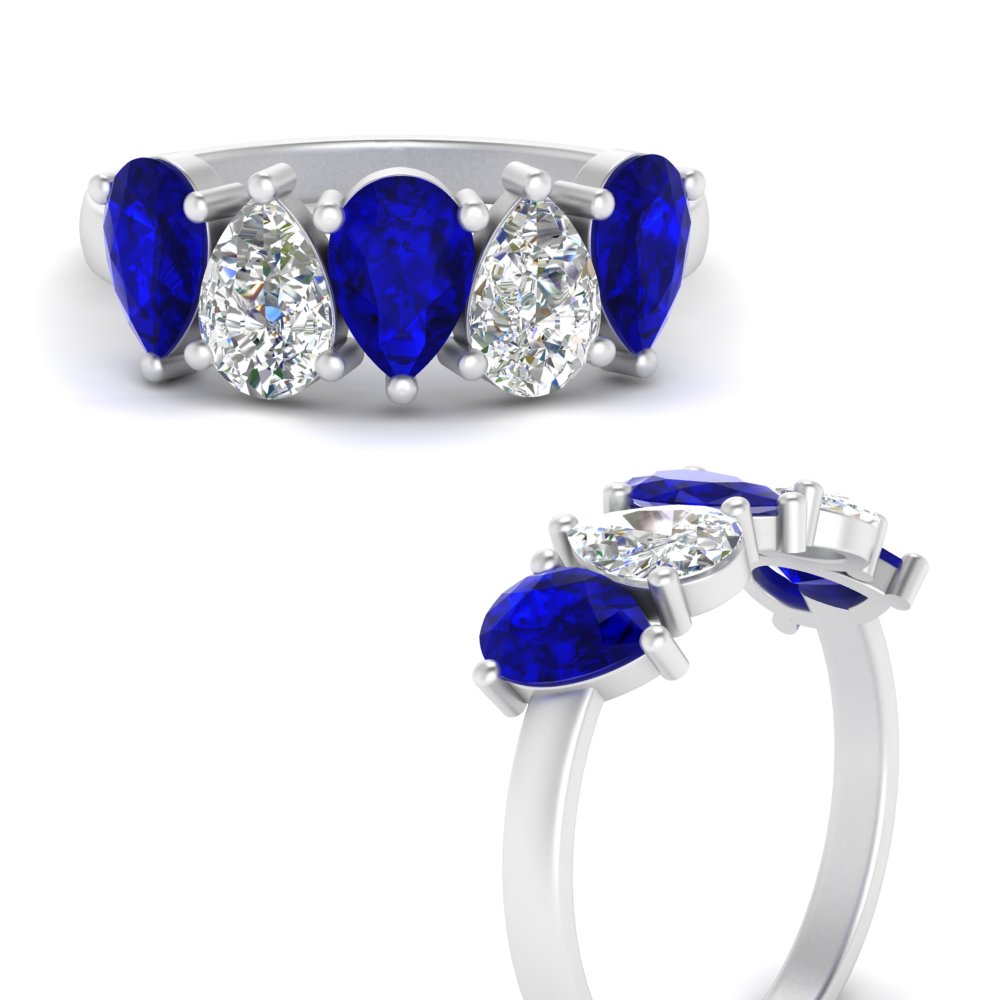 2.50-carat-five-stone-wedding-band-blue-sapphire-teardrop-white-gold-FD8294B-0.50CTGSABLANGLE3-NL-WG
