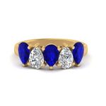 Load image into Gallery viewer, 2.50-carat-five-stone-wedding-band-blue-sapphire-teardrop-yellow-gold-FD8294B-0.50CTGSABLANGLE3-NL-YG
