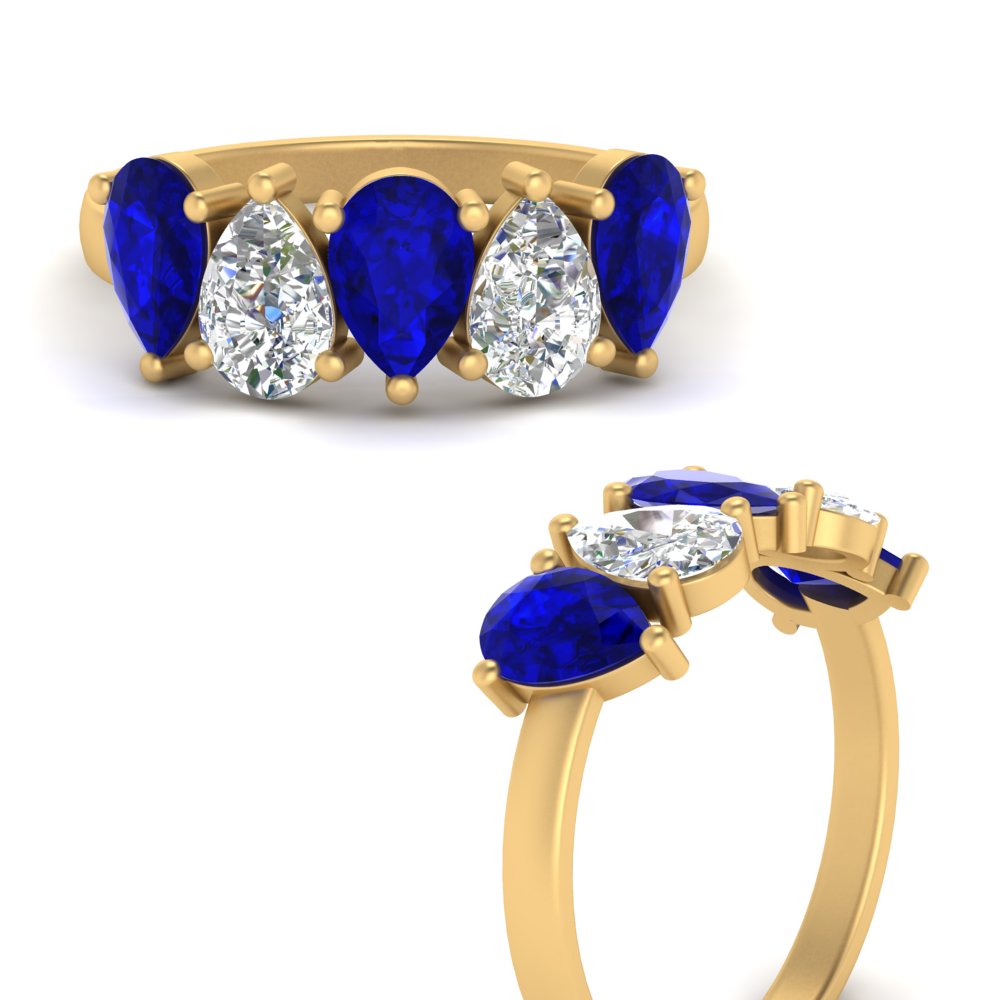 2.50-carat-five-stone-wedding-band-blue-sapphire-teardrop-yellow-gold-FD8294B-0.50CTGSABLANGLE3-NL-YG