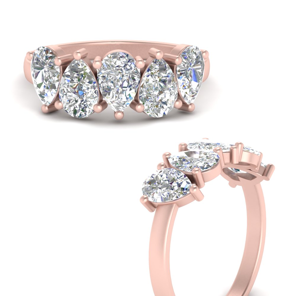 2.50-carat-five-stone-wedding-band-diamond-teardrop-rose-gold-FD8294B-0.50CTANGLE3-NL-RG