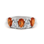 Load image into Gallery viewer, 2.50-carat-five-stone-wedding-band-orange-sapphire-teardrop-white-gold-FD8294B-0.50CTGSAORANGLE3-NL-WG
