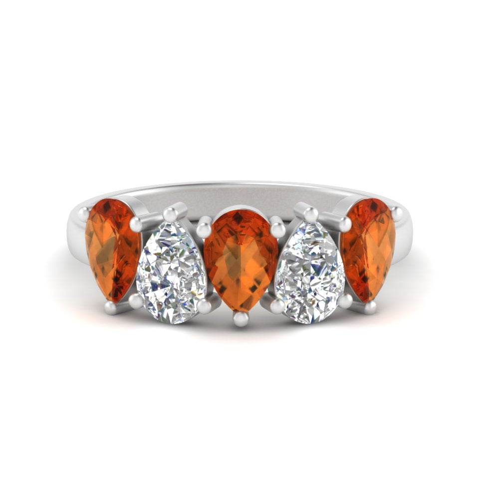 2.50-carat-five-stone-wedding-band-orange-sapphire-teardrop-white-gold-FD8294B-0.50CTGSAORANGLE3-NL-WG