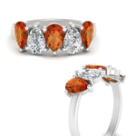 Load image into Gallery viewer, 2.50-carat-five-stone-wedding-band-orange-sapphire-teardrop-white-gold-FD8294B-0.50CTGSAORANGLE3-NL-WG

