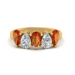 Load image into Gallery viewer, 2.50-carat-five-stone-wedding-band-orange-sapphire-teardrop-yellow-gold-FD8294B-0.50CTGSAORANGLE3-NL-YG
