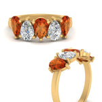 Load image into Gallery viewer, 2.50-carat-five-stone-wedding-band-orange-sapphire-teardrop-yellow-gold-FD8294B-0.50CTGSAORANGLE3-NL-YG
