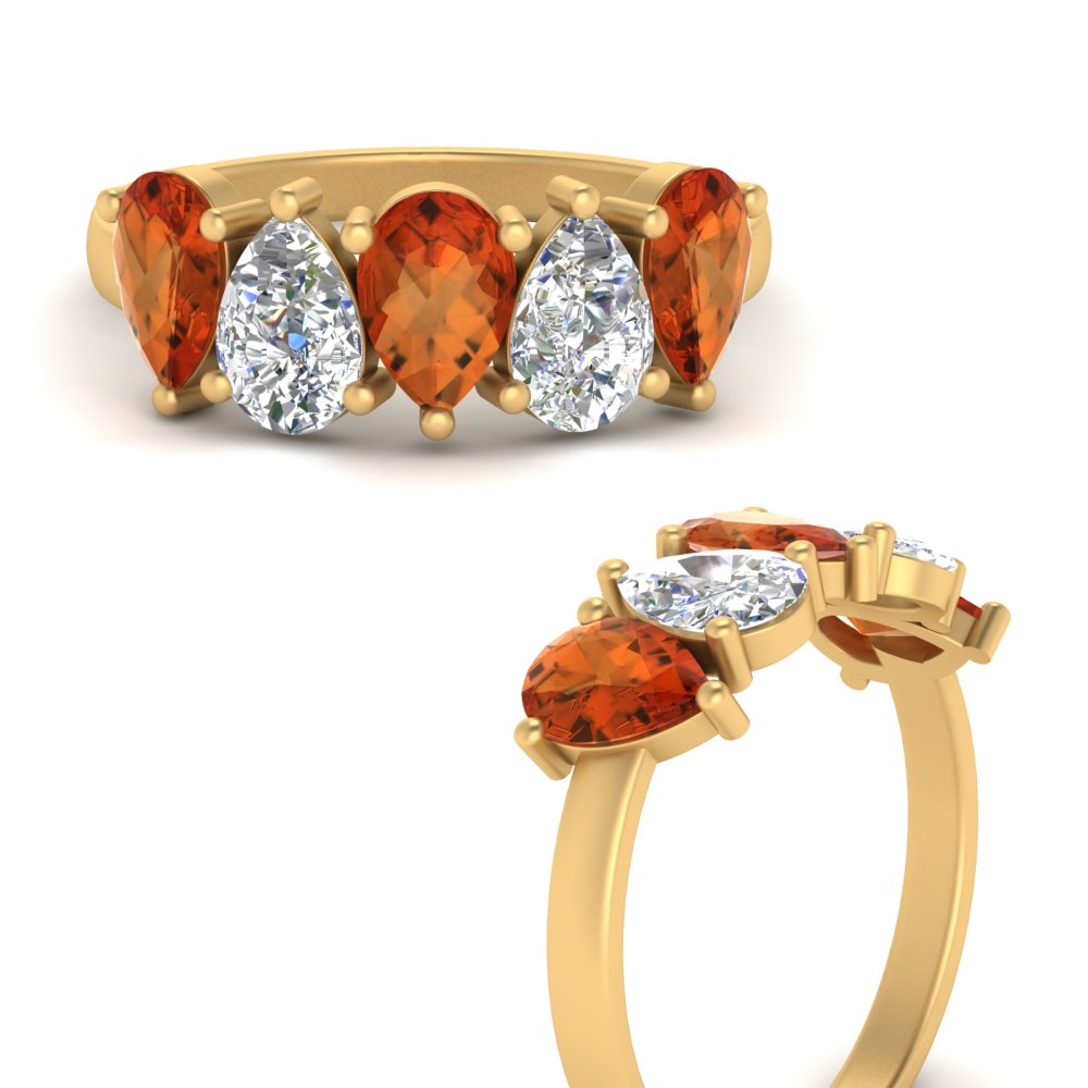 2.50-carat-five-stone-wedding-band-orange-sapphire-teardrop-yellow-gold-FD8294B-0.50CTGSAORANGLE3-NL-YG