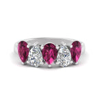 Load image into Gallery viewer, 2.50-carat-five-stone-wedding-band-pink-sapphire-teardrop-white-gold-FD8294B-0.50CTGSADRPIANGLE3-NL-WG

