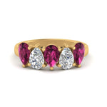 Load image into Gallery viewer, 2.50-carat-five-stone-wedding-band-pink-sapphire-teardrop-yellow-gold-FD8294B-0.50CTGSADRPIANGLE3-NL-YG
