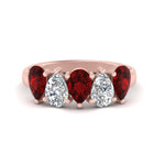 Load image into Gallery viewer, 2.50-carat-five-stone-wedding-band-ruby-teardrop-rose-gold-FD8294B-0.50CTGRUDRANGLE3-NL-RG
