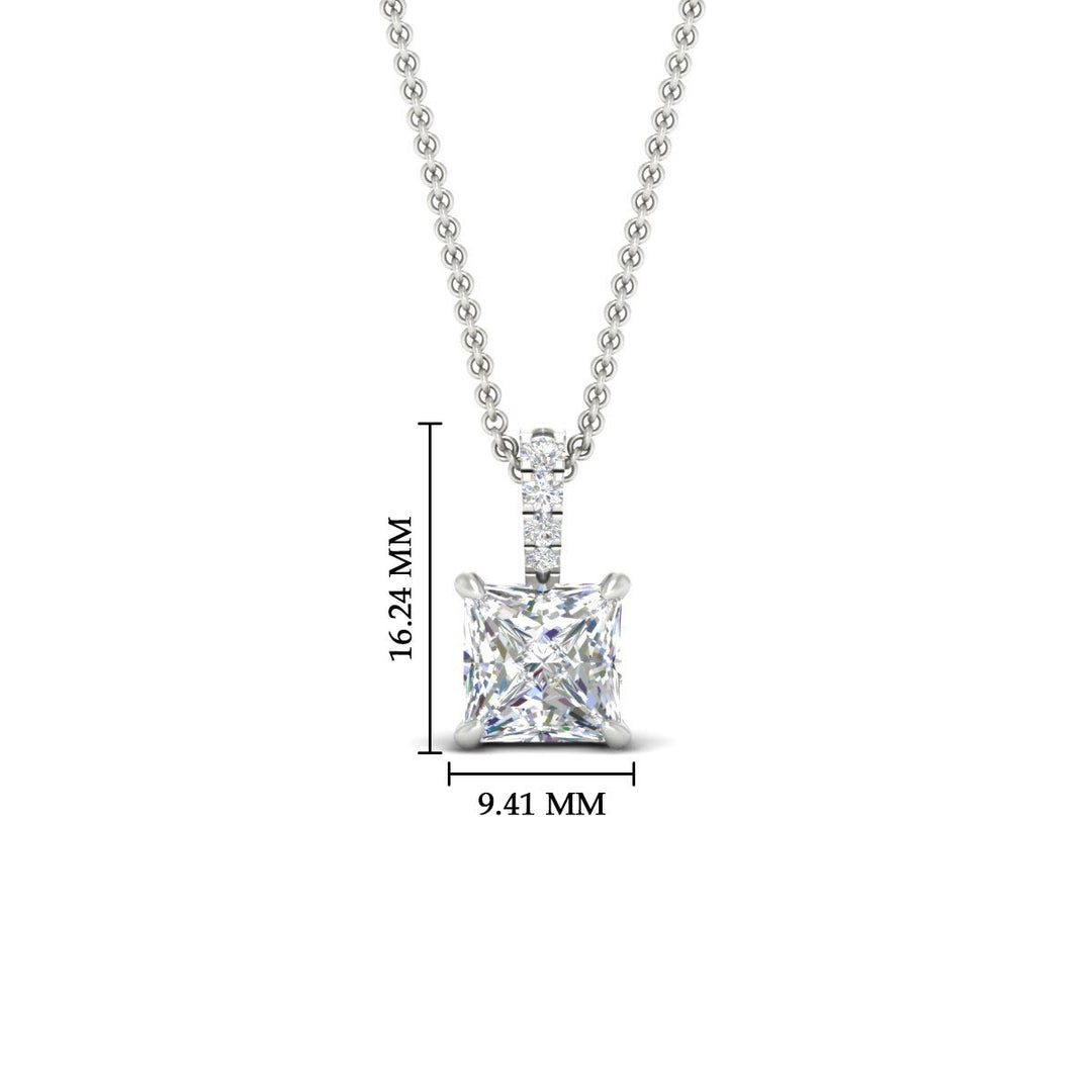 Pavé Bail Princess Cut Diamond Pendant