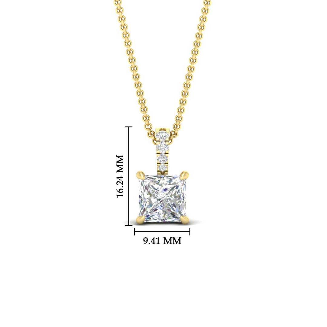 Pavé Bail Princess Cut Diamond Pendant